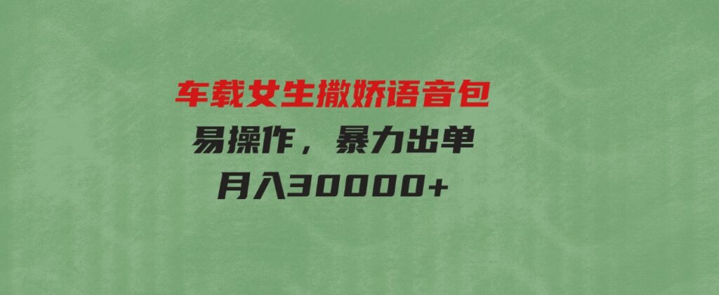 （9710期）车载女生撒娇语音包，易操作，暴力出单，月入30000+-财仔梦想资源网