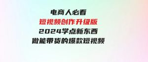 （9734期）电商人必看-短视频创作升级版：2024学点新东西，做能带货的爆款短视频-财仔梦想资源网