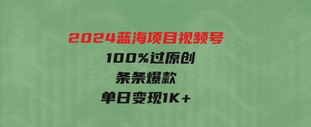 （9777期）2024蓝海项目视频号，最新方法，100%过原创，条条爆款，单日变现1K+，…-财仔梦想资源网