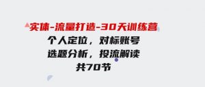 （9782期）实体-流量打造-30天训练营：个人定位，对标账号，选题分析，投流解读-70节-财仔梦想资源网