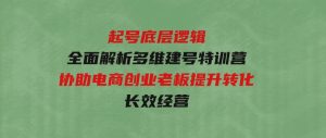 起号底层逻辑，全面解析多维建号特训营，协助电商创业老板提升转化，长效经营-财仔梦想资源网