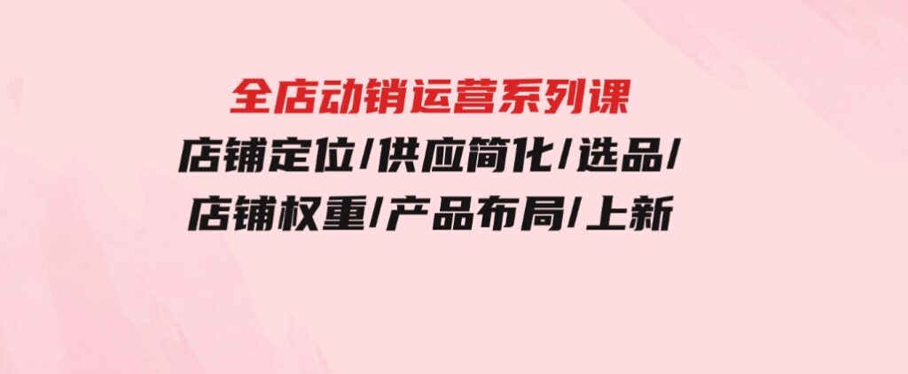 全店·动销运营系列课：店铺定位/供应简化/选品/店铺权重/产品布局/上新-财仔梦想资源网