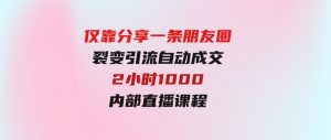 仅靠分享一条朋友圈裂变引流自动成交2小时1000内部直播课程-财仔梦想资源网