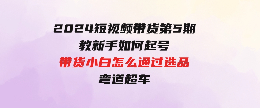 2024短视频带货第5期，教新手如何起号，带货小白怎么通过选品弯道超车-财仔梦想资源网