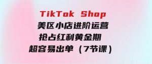 TikTokShop-美区小店进阶运营，抢占红利黄金期超容易出单（7节课）-财仔梦想资源网