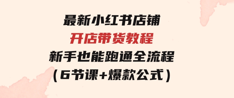 最新小红书店铺开店带货教程，新手也能跑通全流程（6节课+爆款公式）-财仔梦想资源网
