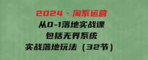2024·淘系运营从0-1落地实战课：包括无界系统实战落地玩法（32节）-财仔梦想资源网