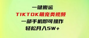 一键搬运TIKTOK萌宠类视频一部手机即可操作所有平台均可发布轻松月入5W+-财仔梦想资源网