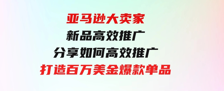 亚马逊大卖家-新品高效推广，分享如何高效推广，打造百万美金爆款单品-财仔梦想资源网