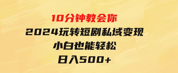 10分钟教会你2024玩转短剧私域变现，小白也能轻松日入500+-财仔梦想资源网