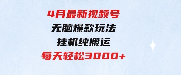 4月最新视频号无脑爆款玩法，挂机纯搬运，每天轻松3000+-财仔梦想资源网