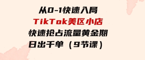 从0-1快速入局TikTok美区小店，快速抢占流量黄金期，日出千单（9节课）-财仔梦想资源网