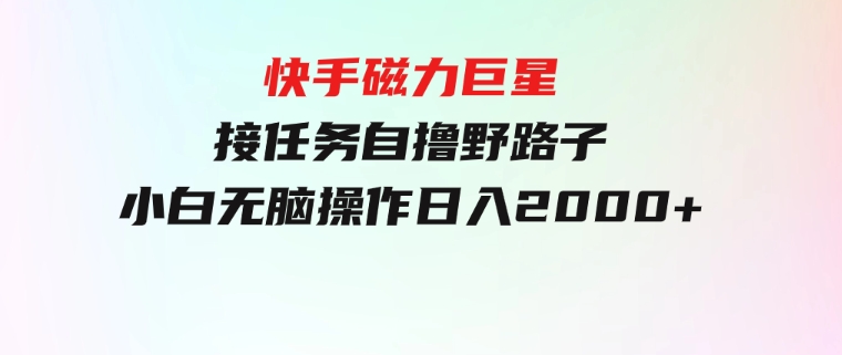 快手磁力巨星接任务自撸，野路子，小白无脑操作日入2000+-财仔梦想资源网