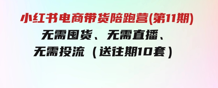 小红书电商带货陪跑营(第11期)无需囤货、无需直播、无需投流（送往期10套）-财仔梦想资源网