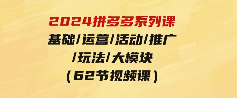 2024拼多多系列课：基础/运营/活动/推广/玩法/大模块（62节视频课）-财仔梦想资源网