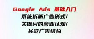 GoogleAds基础入门，系统拆解广告形式/关键词的商业认知/谷歌广告结构-财仔梦想资源网