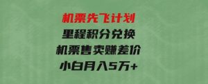 机票先飞计划！里程积分兑换机票售卖赚差价，利润空间巨大，小白月入5万+-财仔梦想资源网