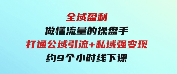 全域盈利·做懂流量的操盘手，打通公域引流+私域强变现，约9个小时线下课-财仔梦想资源网