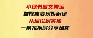 小绿书图文搬运自媒体变现拆解课，从理论到实操一条龙拆解分享给你-财仔梦想资源网