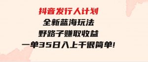抖音发行人计划全新蓝海玩法，野路子赚取收益，一单35，日入上千很简单!-财仔梦想资源网