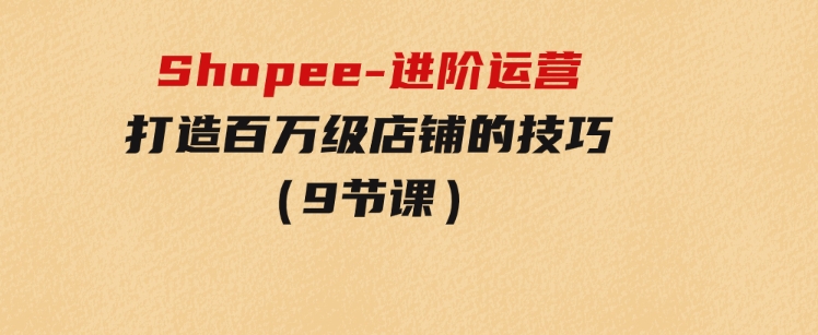 Shopee-进阶运营：打造百万级店铺的技巧（9节课）-财仔梦想资源网