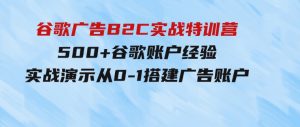 谷歌广告B2C实战特训营，500+谷歌账户经验，实战演示从0-1搭建广告账户-财仔梦想资源网