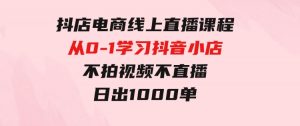 抖店电商线上直播课程：从0-1学习抖音小店，不拍视频不直播日出1000单-财仔梦想资源网