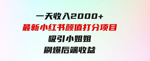 一天收入2000+，最新小红书颜值打分项目，吸引小姐姐，刷爆后端收益-财仔梦想资源网