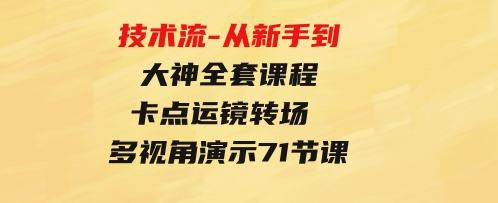 技术流-从新手到大神全套课程，卡点运镜转场多视角演示通俗易懂-71节课-财仔梦想资源网