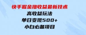 快手掘金撸收益最新技术，高收益玩法，单日变现500+，小白必备项目-财仔梦想资源网