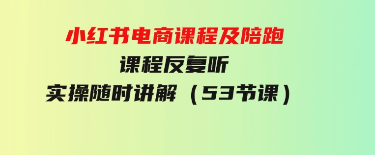 小红书电商课程及陪跑课程反复听实操随时讲解（53节课）-财仔梦想资源网