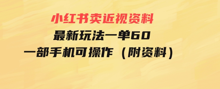 小红书卖近视资料最新玩法，一单60月入过万，一部手机可操作（附资料）-财仔梦想资源网