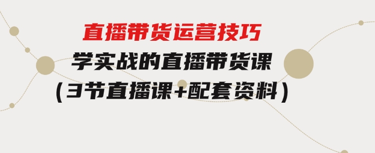 直播带货运营技巧，学实战的直播带货课（3节直播课+配套资料）-财仔梦想资源网