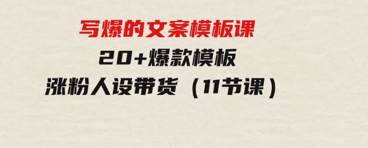 写爆的文案模板课，20+爆款模板涨粉人设带货（11节课）-财仔梦想资源网