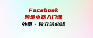 教你Facebook跨境电商入门课，外贸·独立站必修-财仔梦想资源网