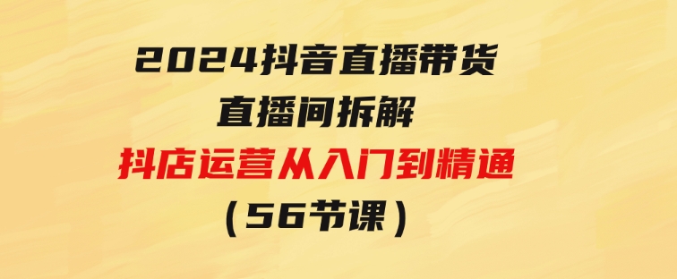 2024抖音直播带货-直播间拆解：抖店运营从入门到精通（56节课）-财仔梦想资源网