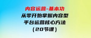 内容运营-基本功：从零开始掌握内容型平台运营核心方法（20节课）-财仔梦想资源网