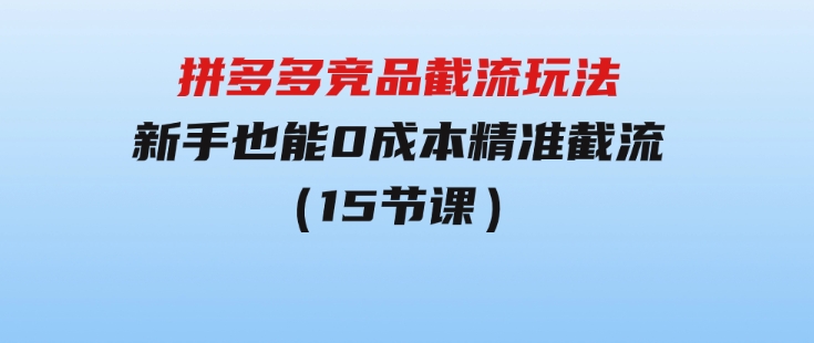 拼多多竞品截流玩法，新手也能0成本精准截流（15节课）-财仔梦想资源网