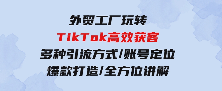 外贸工厂玩转TikTok高效获客，多种引流方式/账号定位/爆款打造/全方位讲解-财仔梦想资源网