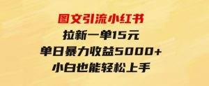 图文引流小红书拉新一单15元，单日暴力收益5000+，小白也能轻松上手-财仔梦想资源网