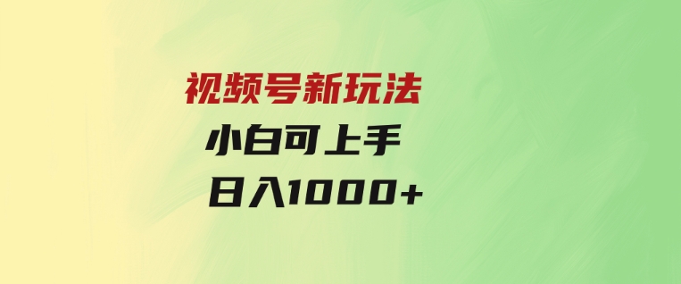 视频号新玩法小白可上手日入1000+-财仔梦想资源网