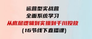 运营型实战营全面系统学习-从底层逻辑到实操到千川投放（16节线下直播课)-财仔梦想资源网