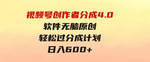 视频号创作者分成4.0，软件无脑原创，轻松过分成计划，日入600+-财仔梦想资源网