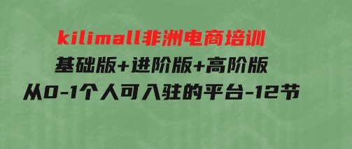 kilimall非洲电商培训，基础版+进阶版+高阶版从0-1个人可入驻的平台-12节-财仔梦想资源网