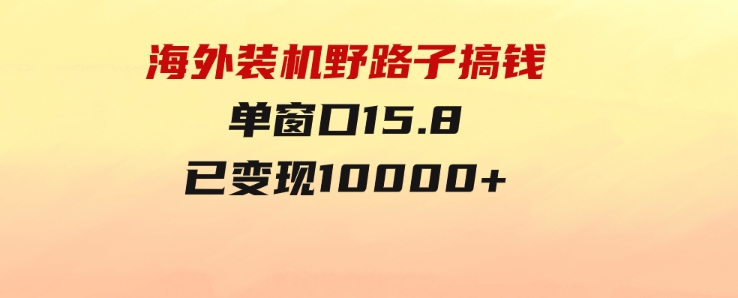 海外装机，野路子搞钱，单窗口15.8，已变现10000+-财仔梦想资源网
