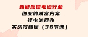 新能源锂电池行业创业的财富方案，锂电池回收实战攻略课（36节课）-财仔梦想资源网