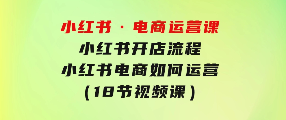 小红书·电商运营课：小红书开店流程，小红书电商如何运营（18节视频课）-财仔梦想资源网