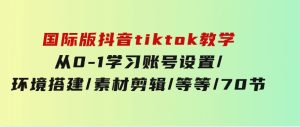 国际版抖音tiktok教学：从0-1学习账号设置/环境搭建/素材剪辑/等等/70节-财仔梦想资源网