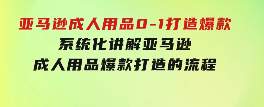 亚马逊成人用品0-1打造爆款：系统化讲解亚马逊成人用品爆款打造的流程-财仔梦想资源网