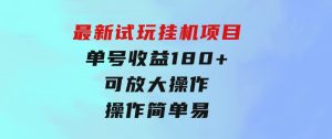 最新试玩挂机项目单号收益180+看了就会的项目，可放大操作操作简单易…-财仔梦想资源网